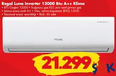 REGAL LUNA INVERTER 12000 BTU A++ KLİMA REGAL LUNA INVERTER 12000 BTU A++ KLİMA